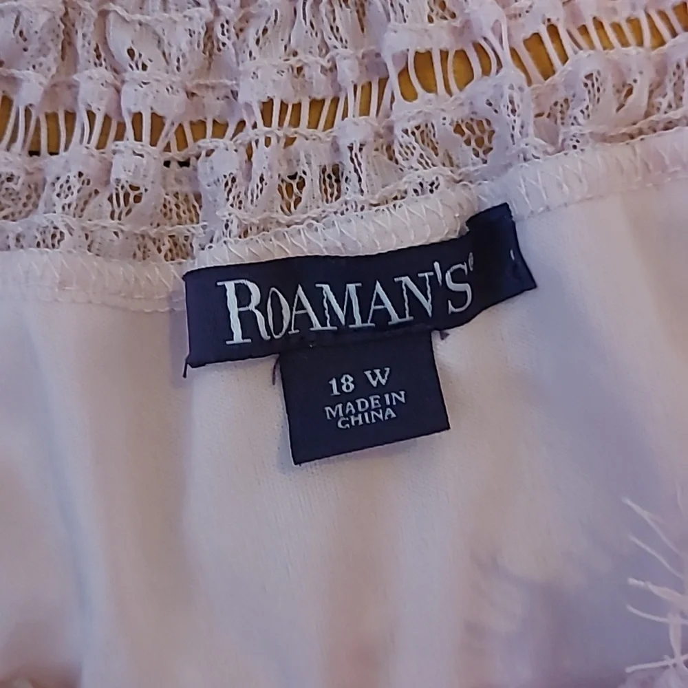 Roaman's Off the Shoulder Pale Pink  Lace Top.  Size 18W
